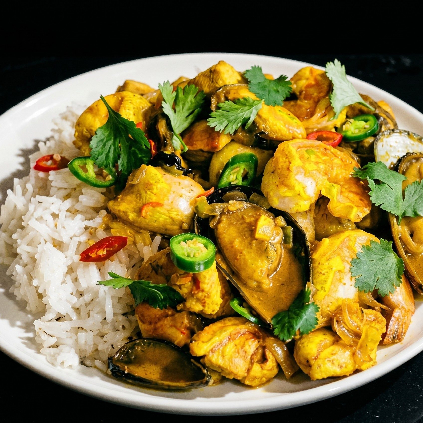 Seafood Curry Dinner.